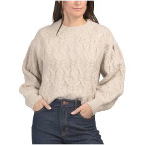 LUSH Wool Blend Balloon Sleeve Textured Pullover Sweater